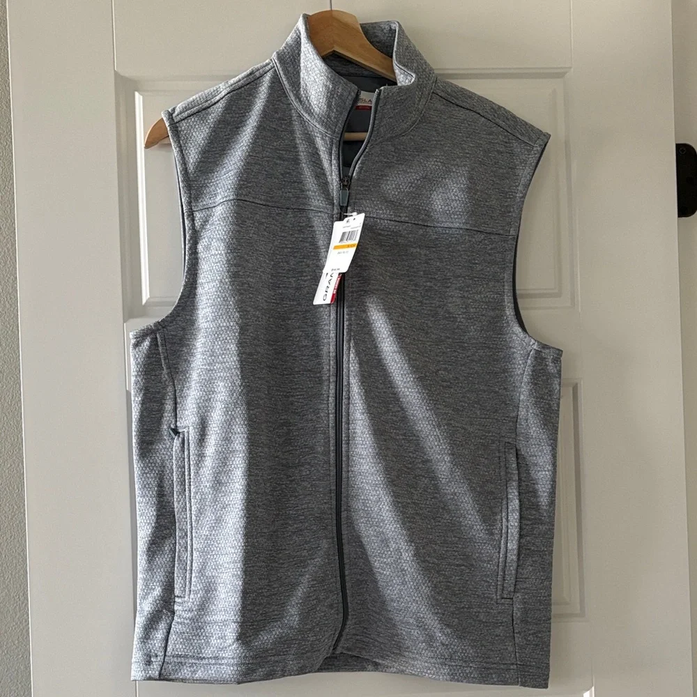 NWT Men's Gray Grand Slam Mini Argyle Quilted Golf Vest Size Small